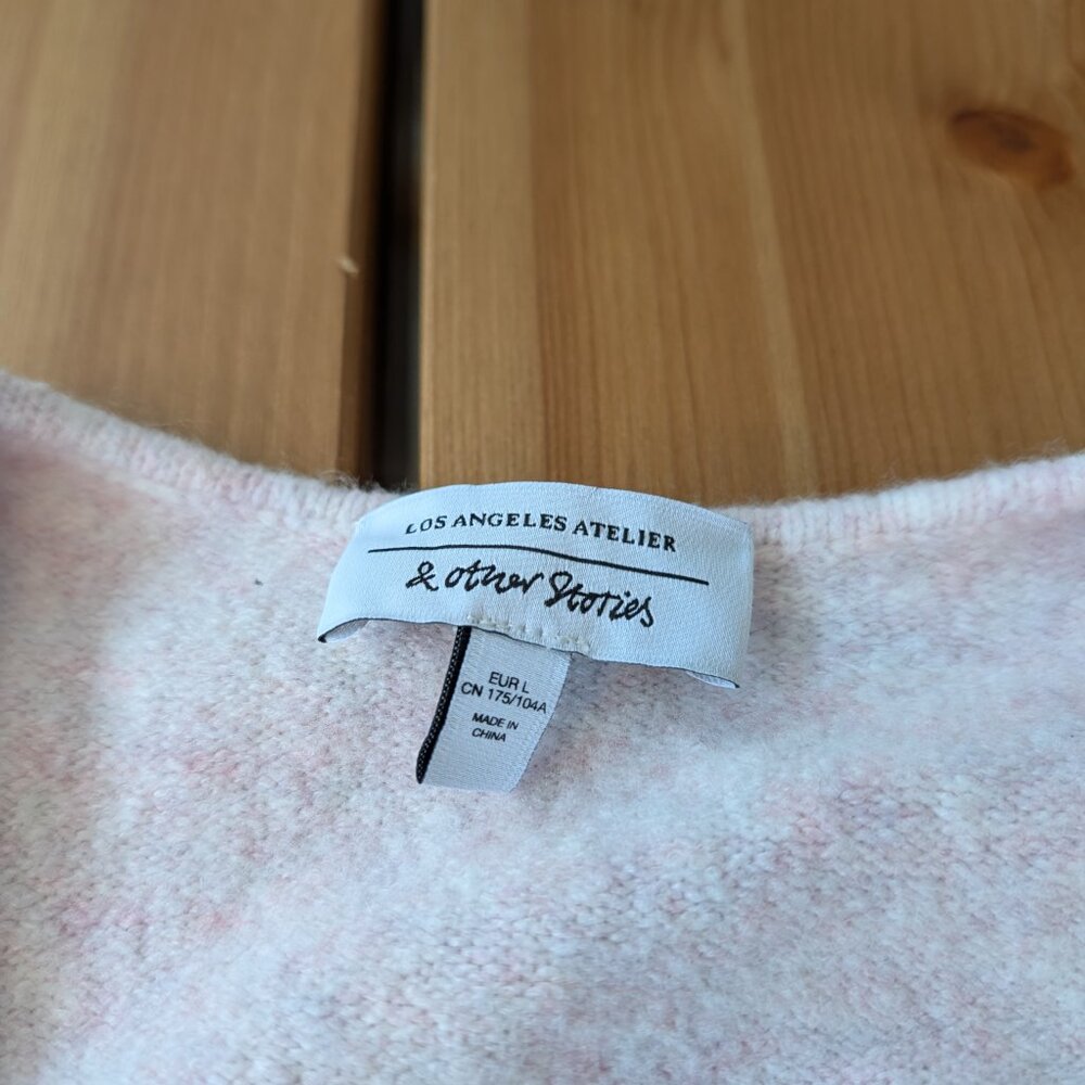 & Other Stories Wool Blend Wrap Sweater Pink L - Picture 5 of 10